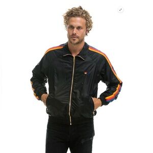 Men’s Aviator Nation 4 Stripe Black Windbreaker Size Medium SOLD OUT SIZE